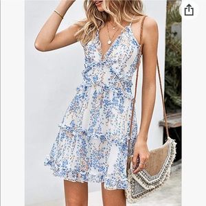 Blue and white dress